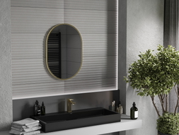 Mexen Loft ovalo formos vonios kambario veidrodis 70 x 50 cm, auksinis rėmas - 9851-070-050-000-50
