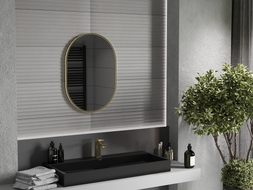Mexen Loft ovalus vonios veidrodis 70 x 50 cm, aukso rėmas - 9851-070-050-000-50