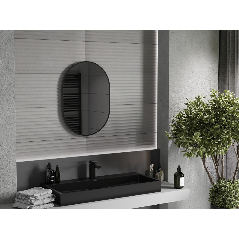 Mexen Loft ovalus vonios veidrodis 70 x 50 cm, juodas rėmelis - 9851-070-050-000-70
