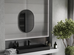 Mexen Loft ovalus vonios veidrodis 70 x 50 cm, juodas rėmelis - 9851-070-050-000-70