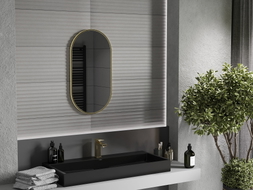 Mexen Loft ovalis vonios veidrodis 75 x 40 cm, auksinis rėmas - 9851-075-040-000-50