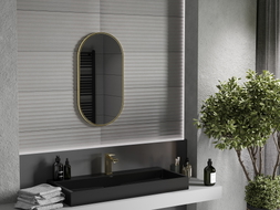 Mexen Loft ovalus vonios kambario veidrodis 75 x 40 cm, šlifuoto aukso spalvos rėmas - 9851-075-040-000-50