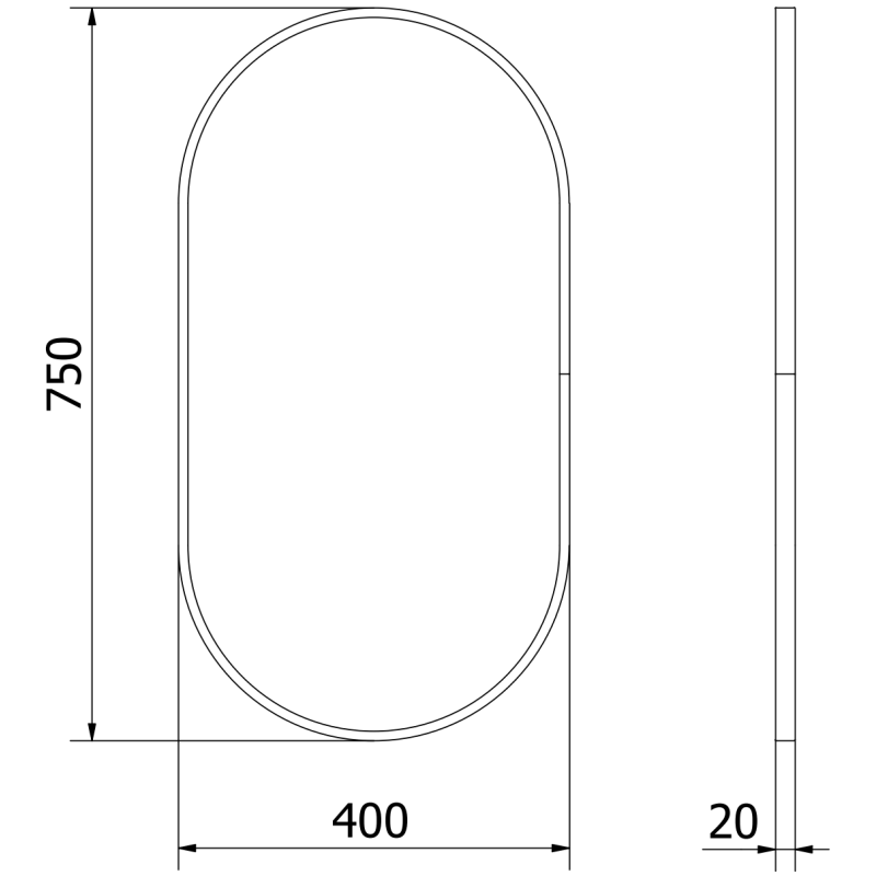 Mexen Loft ovalus veidrodis vonios kambariui 75 x 40 cm, juodas rėmas - 9851-075-040-000-70