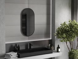 Mexen Loft ovalus vonios veidrodis 80 x 40 cm, juodas rėmas - 9851-080-040-000-70