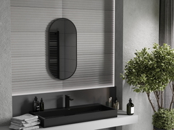 Mexen Loft vonios kambario ovalinis veidrodis 80 x 40 cm, juodas rėmas - 9851-080-040-000-70