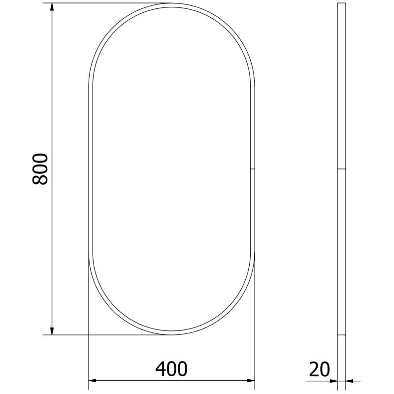Mexen Loft ovalus vonios veidrodis 80 x 40 cm, juodas rėmas - 9851-080-040-000-70