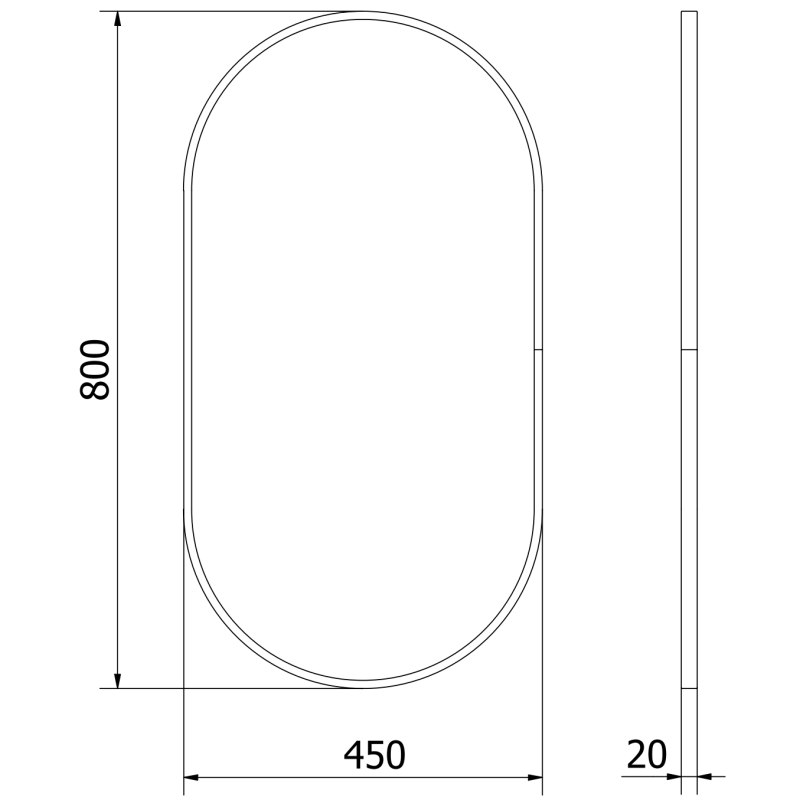 Mexen Loft ovalus vonios veidrodis 80 x 45 cm, juodas rėmas - 9851-080-045-000-70