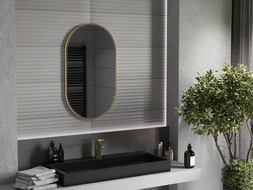 Mexen Loft ovalus vonios veidrodis 85 x 50 cm, auksinė rėmelė - 9851-085-050-000-50