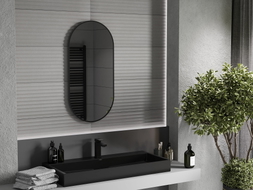 Mexen Loft ovalus vonios kambario veidrodis 90 x 45 cm, juodas rėmas - 9851-090-045-000-70