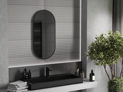 Mexen Loft vonios kambario veidrodis ovalus 90 x 45 cm, juodas rėmas - 9851-090-045-000-70