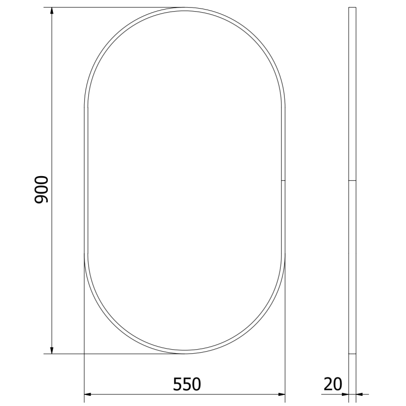 Mexen Loft ovalus vonios kambario veidrodis 90 x 55 cm, juodas rėmas - 9851-090-055-000-70
