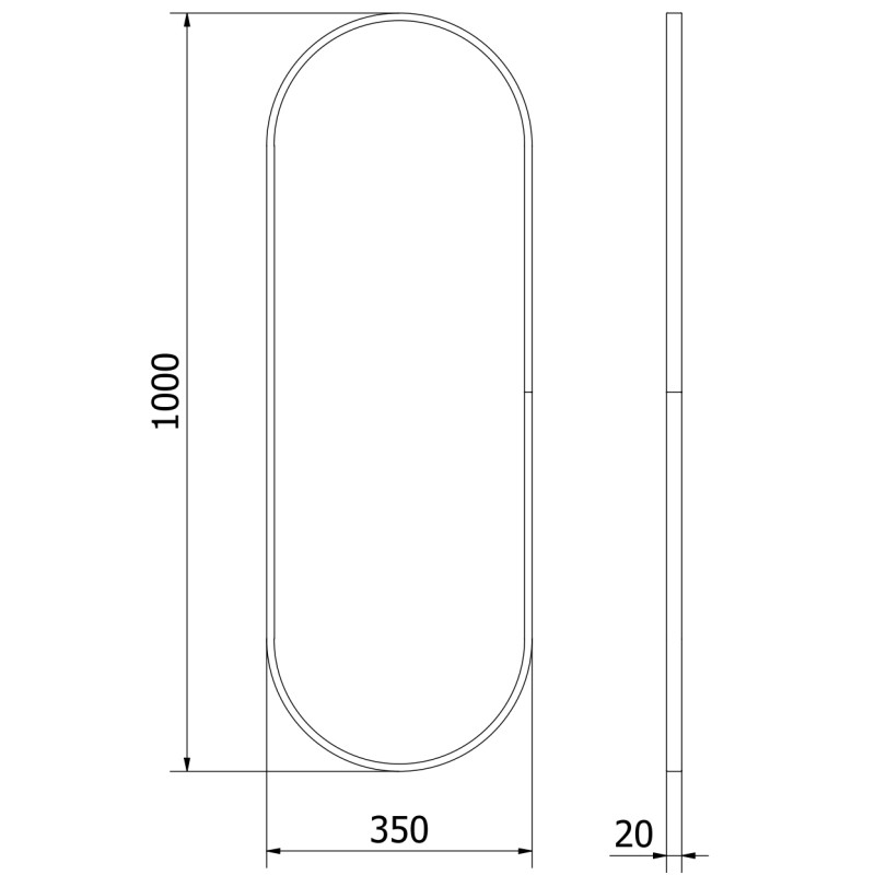 Mexen Loft ovalo formos vonios veidrodis 100 x 35 cm, auksinis rėmas - 9851-100-035-000-50