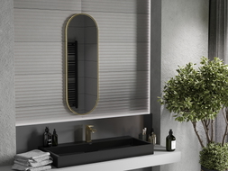 Mexen Loft ovalus vonios kambario veidrodis 100 x 35 cm, šlifuoto aukso spalvos rėmas - 9851-100-035-000-50