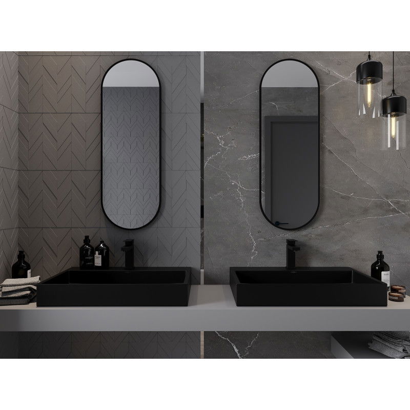 Mexen Loft ovalus vonios veidrodis 100 x 35 cm, juodas rėmas - 9851-100-035-000-70