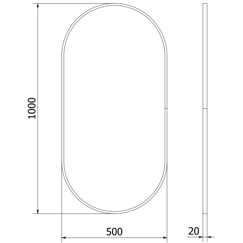 Mexen Loft ovalus vonios veidrodis 100 x 50 cm, juodas rėmas - 9851-100-050-000-70