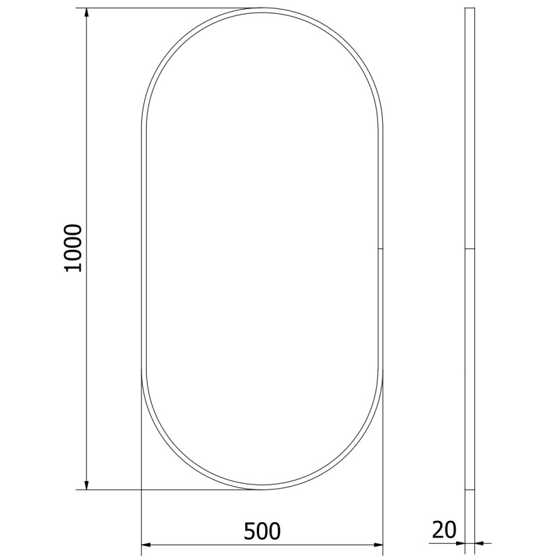 Mexen Loft ovalus vonios veidrodis 100 x 50 cm, juodas rėmelis - 9851-100-050-000-70