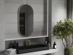 Mexen Loft ovalus vonios veidrodis 100 x 50 cm, aukso rėmas - 9851-100-050-000-50