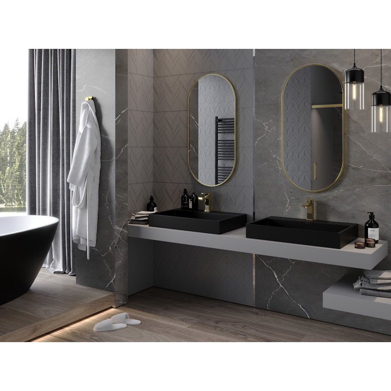 Mexen Loft ovalus vonios veidrodis 100 x 50 cm, aukso rėmas - 9851-100-050-000-50