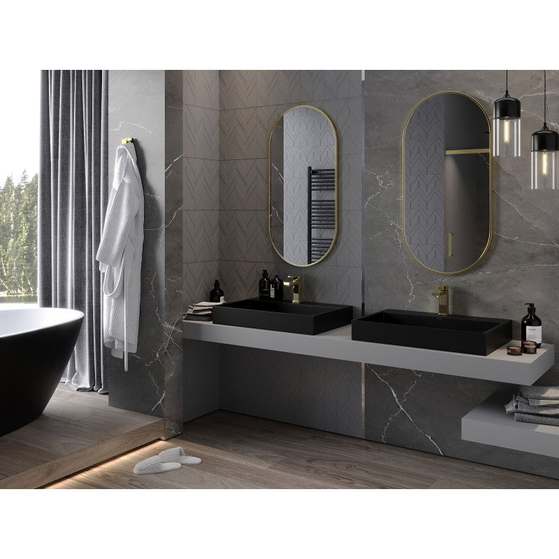 Mexen Loft vonios veidrodis ovalus 100 x 50 cm, auksinis rėmas - 9851-100-050-000-50