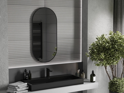 Mexen Loft ovalus vonios veidrodis 100 x 50 cm, juodas rėmas - 9851-100-050-000-70
