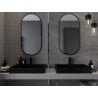 Mexen Loft ovalus vonios veidrodis 100 x 50 cm, juodas rėmelis - 9851-100-050-000-70
