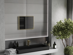 Mexen Loft stačiakampis vonios veidrodis 50 x 40 cm, auksinis rėmas - 9852-050-040-000-50