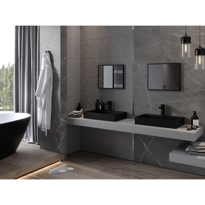 Mexen Loft stačiakampis vonios veidrodis 50 x 40 cm, juodas rėmas - 9852-050-040-000-70