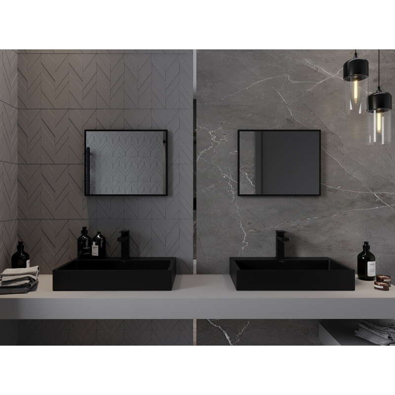 Mexen Loft Vonios kambario stačiakampis veidrodis 50 x 40 cm, juodas rėmas - 9852-050-040-000-70