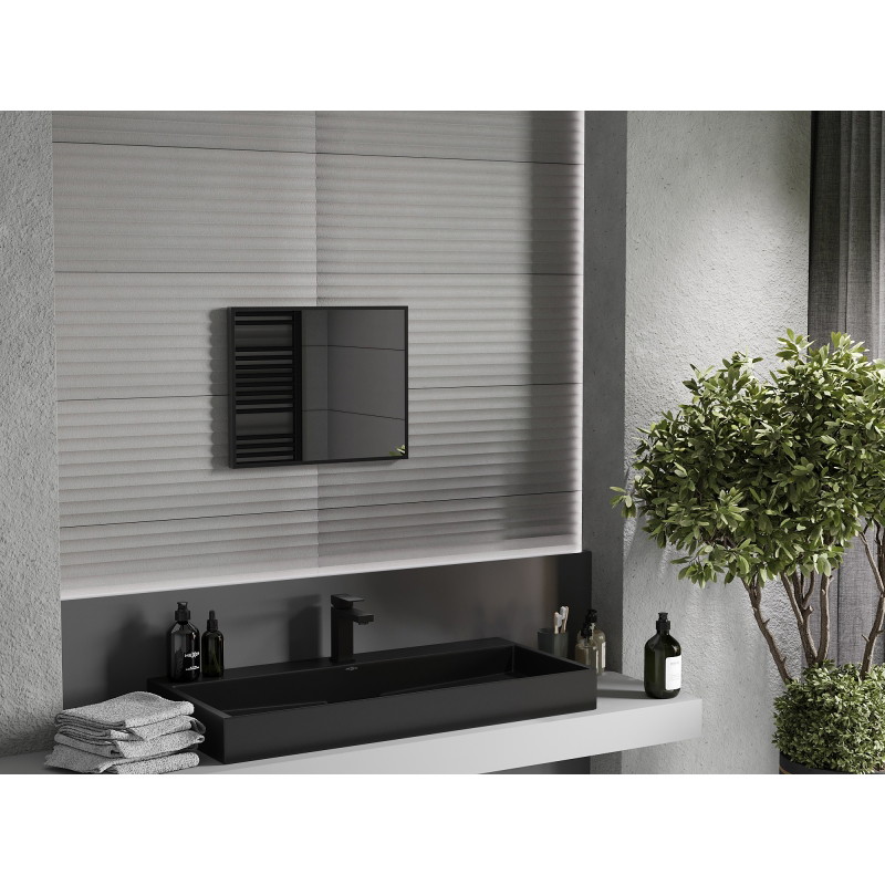 Mexen Loft Vonios kambario stačiakampis veidrodis 50 x 40 cm, juodas rėmas - 9852-050-040-000-70