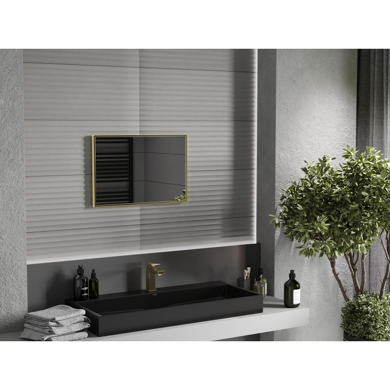 Mexen Loft stačiakampis vonios veidrodis 60 x 40 cm, šlifuoto aukso spalvos rėmas - 9852-060-040-000-50
