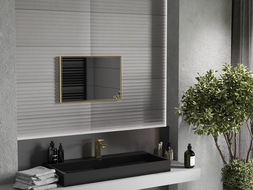 Mexen Loft stačiakampis vonios veidrodis 60 x 40 cm, auksinis rėmas - 9852-060-040-000-50