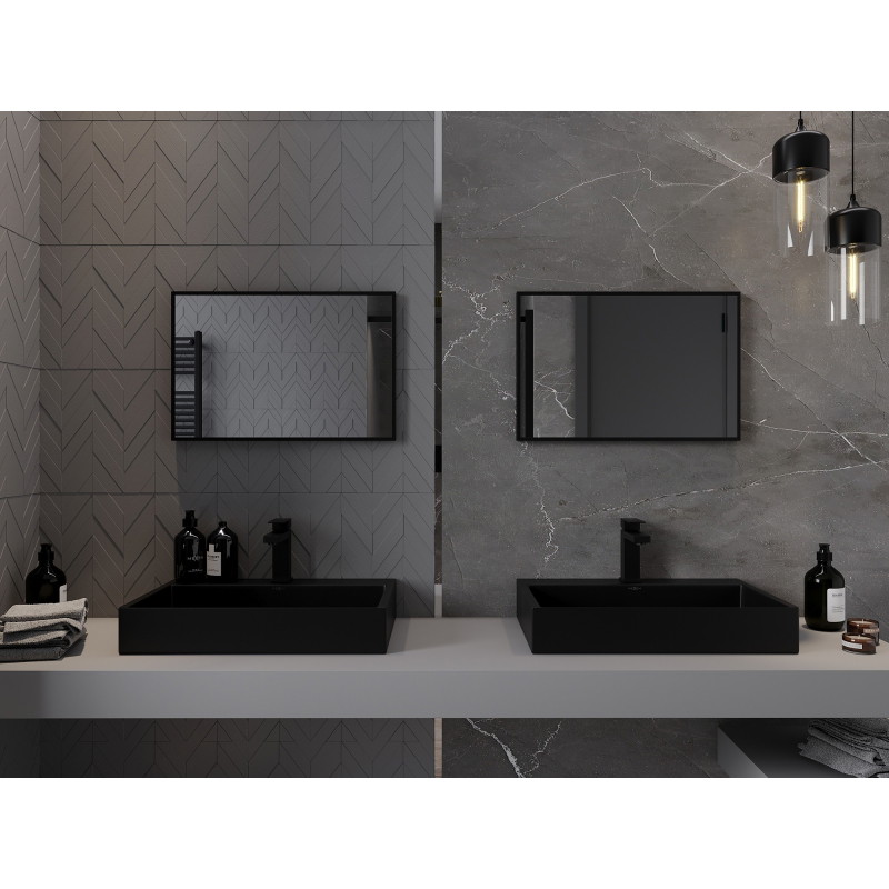 Mexen Loft stačiakampis vonios kambario veidrodis 60 x 40 cm, juodas rėmelis - 9852-060-040-000-70