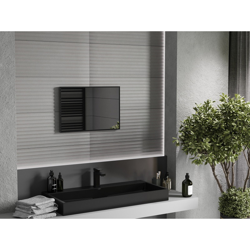 Mexen Loft stačiakampis vonios veidrodis 60 x 40 cm, juodas rėmas - 9852-060-040-000-70