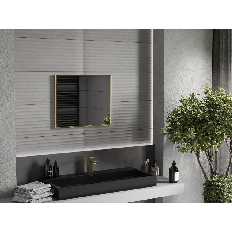 Mexen Loft stačiakampis vonios kambario veidrodis 60 x 50 cm, auksinis rėmas - 9852-060-050-000-50