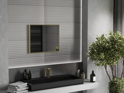 Mexen Loft stačiakampis vonios veidrodis 60 x 50 cm, auksinis rėmas - 9852-060-050-000-50