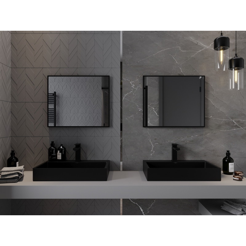 Mexen Loft stačiakampis 60 x 50 cm veidrodis vonios kambariui, juodas rėmas - 9852-060-050-000-70