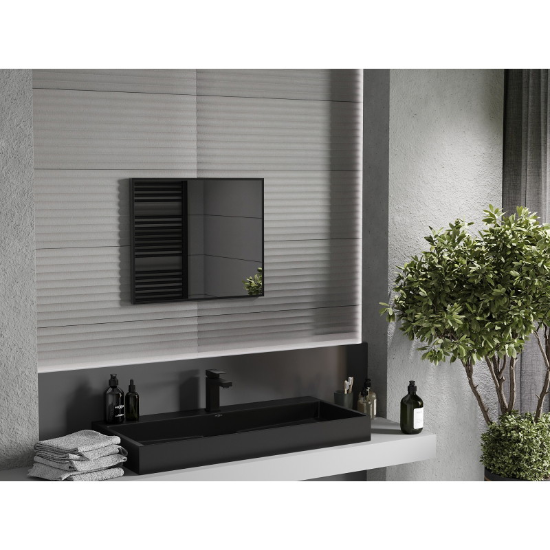 Mexen Loft stačiakampis 60 x 50 cm veidrodis vonios kambariui, juodas rėmas - 9852-060-050-000-70