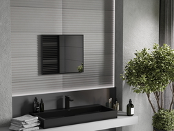 Mexen Loft stačiakampis vonios veidrodis 60 x 50 cm, juodas rėmas - 9852-060-050-000-70