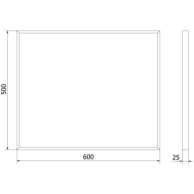 Mexen Loft stačiakampis vonios veidrodis 60 x 50 cm, juodas rėmas - 9852-060-050-000-70