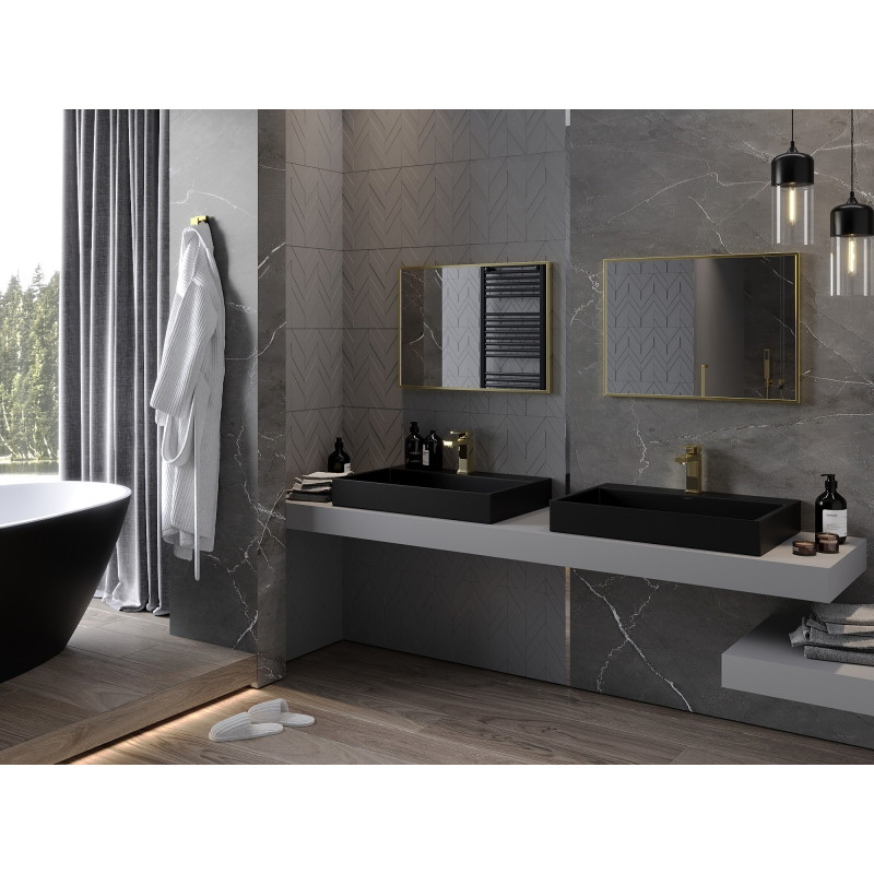 Mexen Loft stačiakampis vonios kambario veidrodis 70 x 50 cm, auksinis rėmas - 9852-070-050-000-50