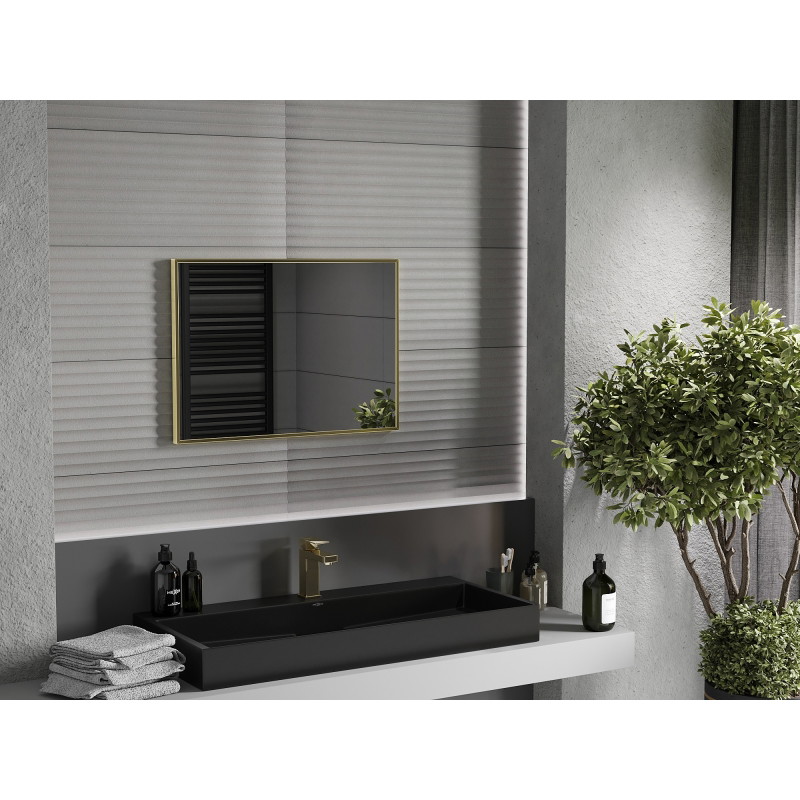 Mexen Loft stačiakampis vonios veidrodis 70 x 50 cm, aukso rėmas - 9852-070-050-000-50
