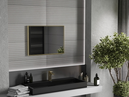 Mexen Loft stačiakampis vonios veidrodis 70 x 50 cm, aukso rėmas - 9852-070-050-000-50