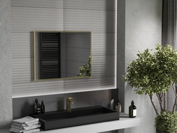 Mexen Loft vonios kambario veidrodis stačiakampis 80 x 60 cm, auksinis rėmas - 9852-080-060-000-50