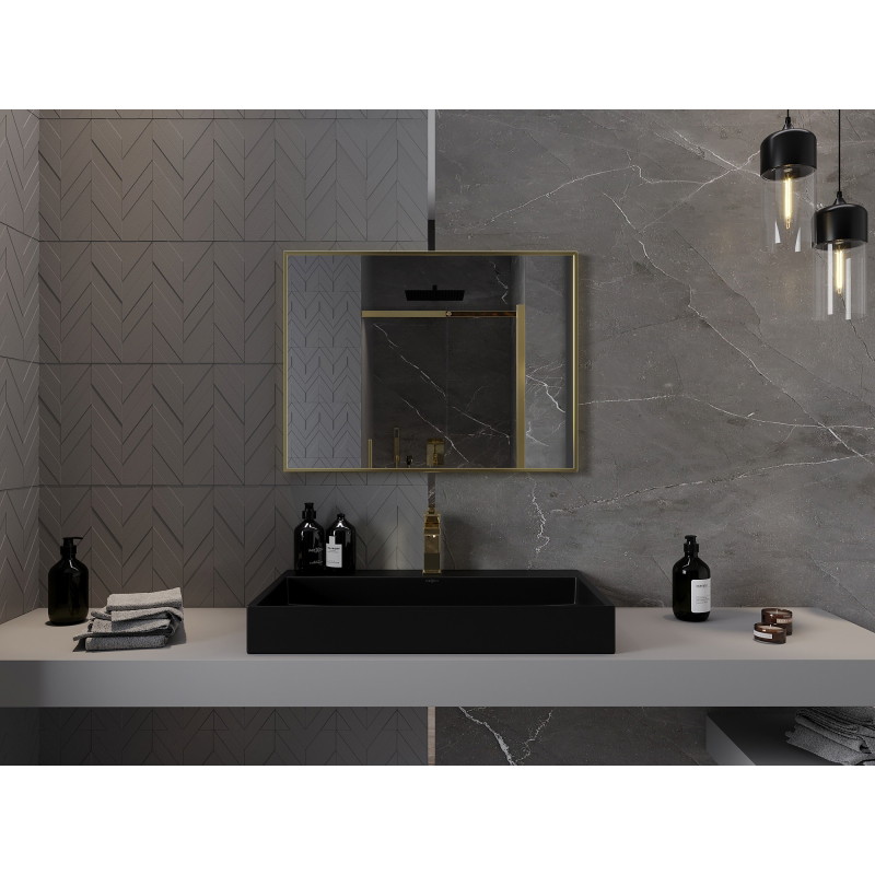 Mexen Loft vonios kambario veidrodis stačiakampis 80 x 60 cm, auksinis rėmas - 9852-080-060-000-50
