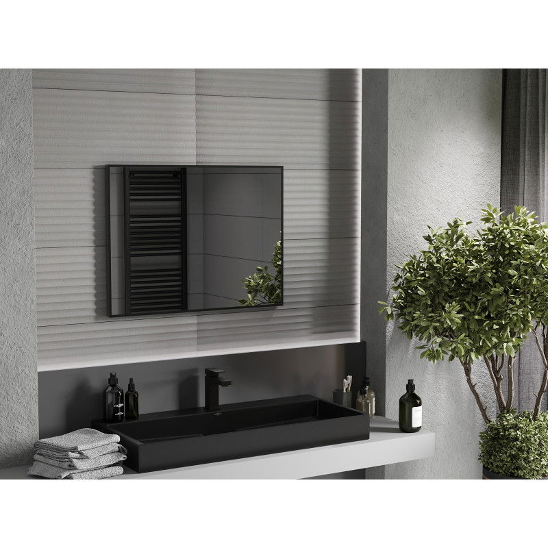 Mexen Loft stačiakampis vonios veidrodis 80 x 60 cm, juodas rėmas - 9852-080-060-000-70
