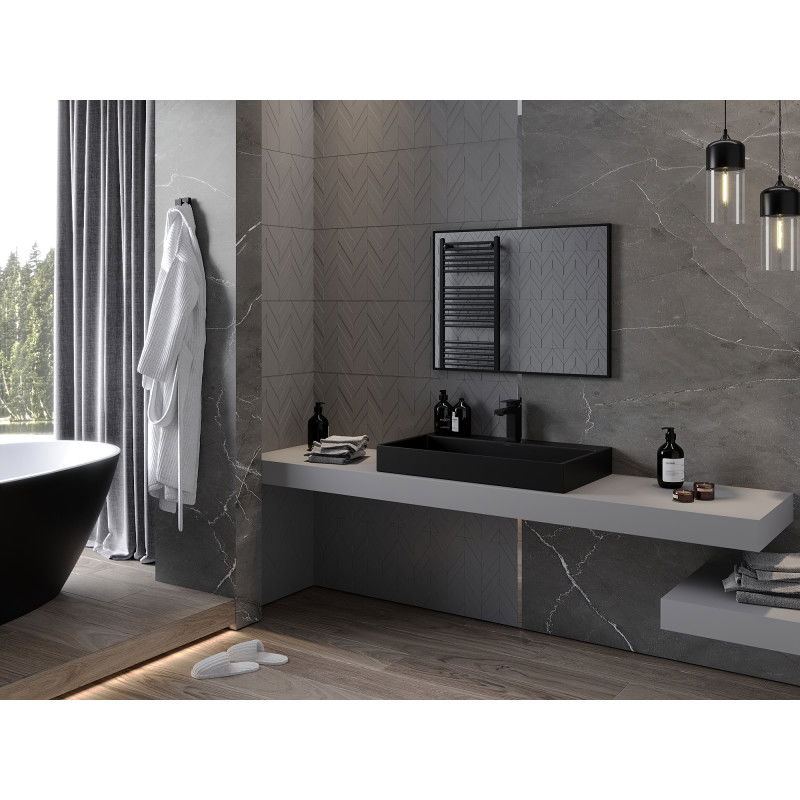 Mexen Loft stačiakampis vonios veidrodis 80 x 60 cm, juodas rėmas - 9852-080-060-000-70