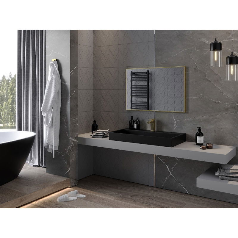 Mexen Loft stačiakampis vonios veidrodis 90 x 60 cm, auksinis rėmas - 9852-090-060-000-50