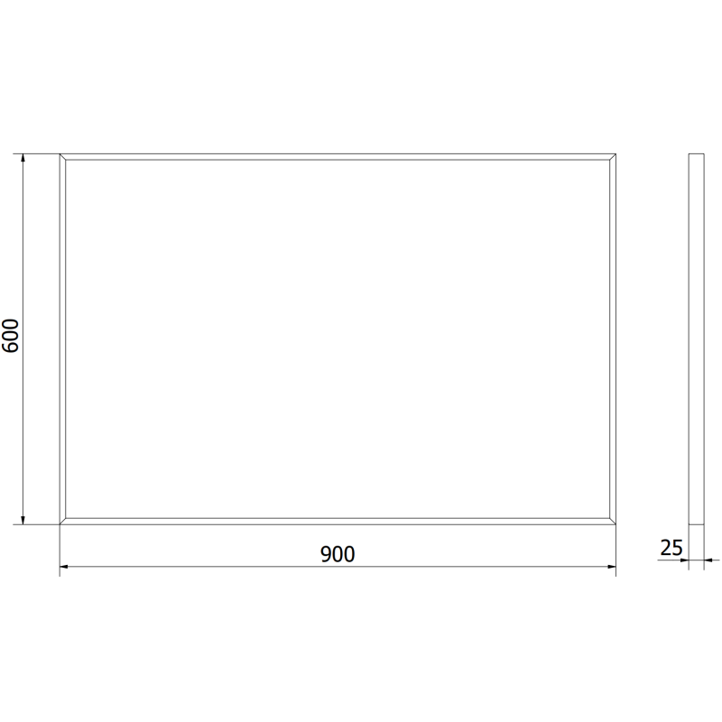 Mexen Loft stačiakampis vonios veidrodis 90 x 60 cm, juodas rėmas - 9852-090-060-000-70