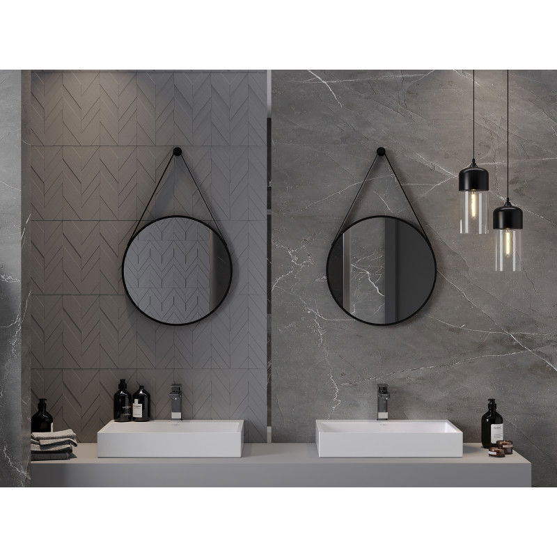 Mexen String apvalus vonios veidrodis 50 cm, juodas rėmas - 9854-050-050-000-70