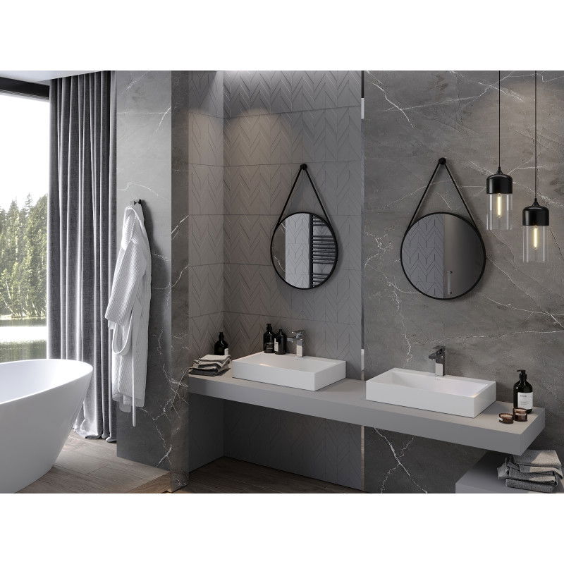 Mexen String apvalus vonios veidrodis 50 cm, juodas rėmas - 9854-050-050-000-70